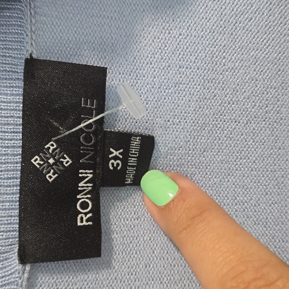 Ronni Nicole Light Blue Open Front Knit Cardigan Sweater - Picture 5 of 12